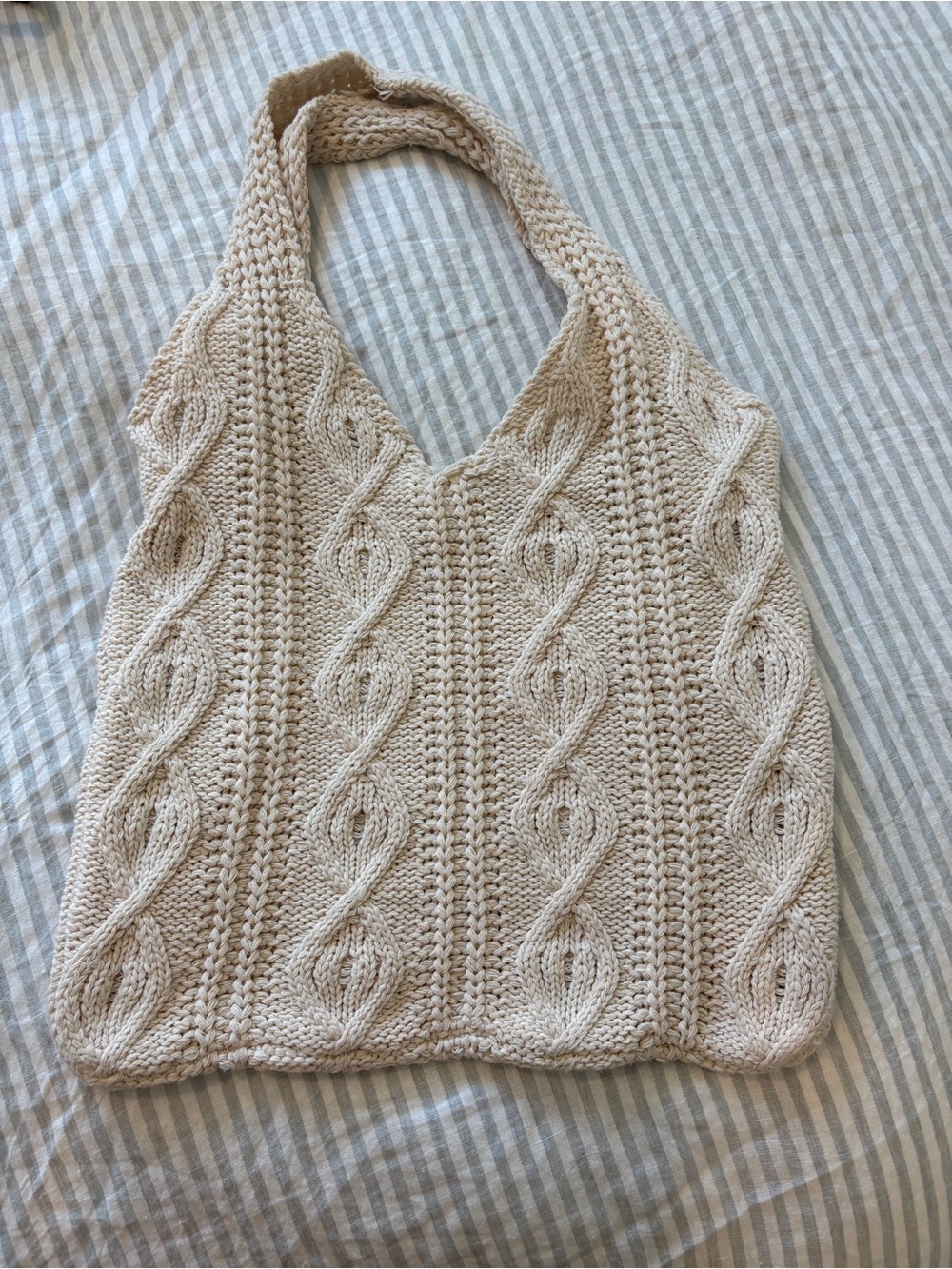 Cream Cable Knit Tote Bag - Women